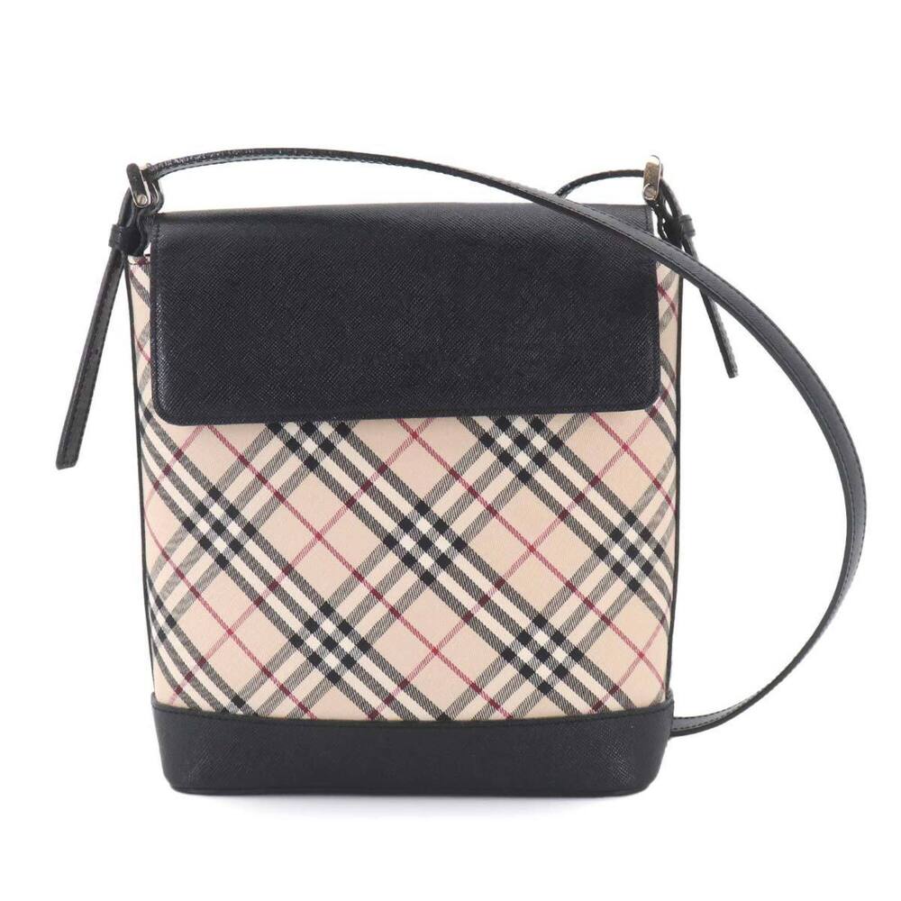 Burberry Nova Check Shoulder Handbag, Canvas and Leather, Beige Black.